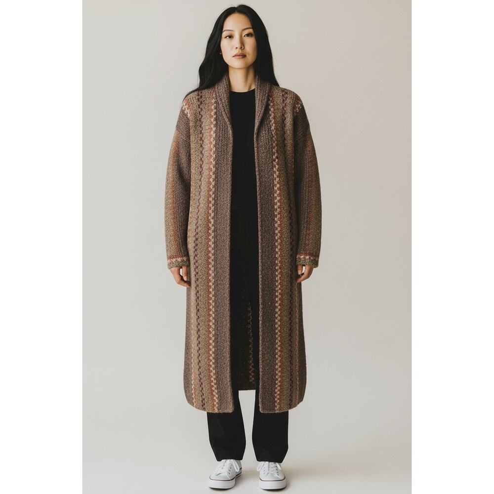 L MJ Seattle Jacket Duster Coat fuzzy boucle mohair boho-chic grannycore Knit